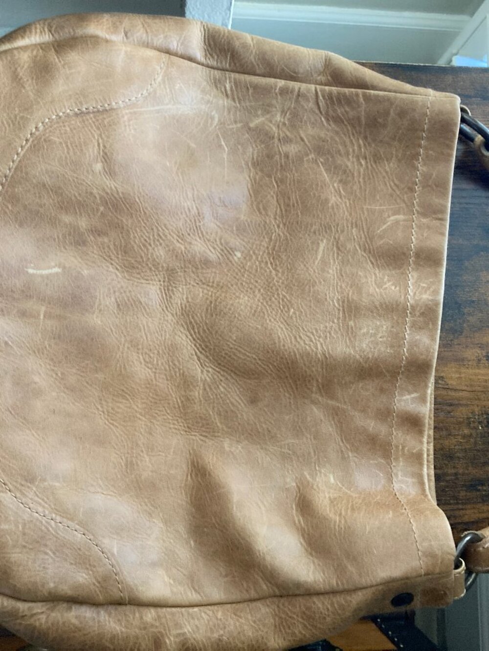 FryeMelissa Genuine Beige Leather Slouchy Hobo Shoulder Bag Org. $388 - Picture 9 of 9